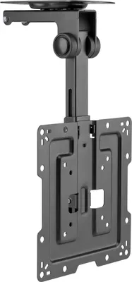 A black metal TV ceiling mount is shown against a white background.