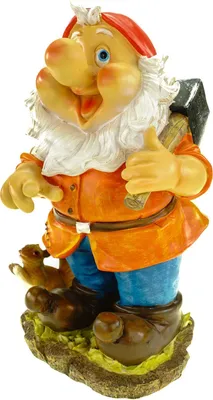 Produktbild von Gartenzwerg mit Axt und Eichhörnchen 28 cm Gnom Figur Gartenfigur Zwerg