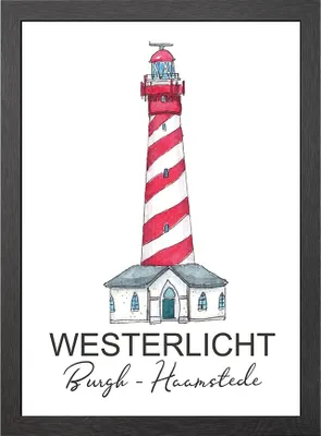 Produktbild von A2 Leuchtturm westerlicht burgh haamstede poster in rahmen
