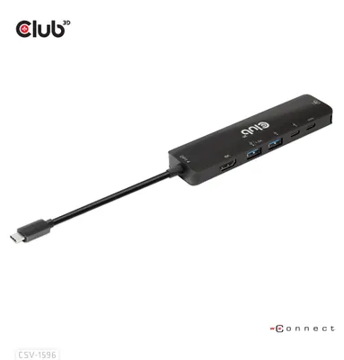 Produktbild von CLUB3D USB Gen1 Type-C, 6-in-1 Hub with HDMI 8K30Hz, 2xUSB Type-A, RJ45 and 2xUSB Type-C, Data and PD charging 100 watt