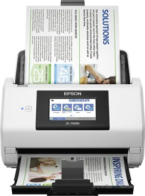 Produktbild von Epson WorkForce DS-790WN - Dokumentenscanner - Duplex - A4/Legal - 600 dpi x 600 dpi - bis zu 45 Seiten/Min. (einfarbig) / bis zu 45 Seiten/Min. (Farbe) - automatischer Dokumenteneinzug (100 Blätter) - bis zu 7000 Scanvorgänge/Tag - USB 3.0, Gigabit LAN, W