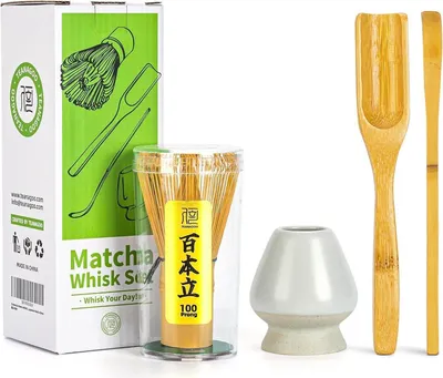 Produktbild von Matcha-Zeremonie Set, Japanischer Matcha-Schneebesen und Zubehör - I3