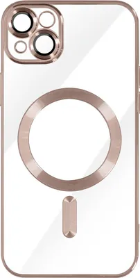 Produktbild von Avizar, MagSafe Silikonhülle mit Kameraschutz und Chromumrandung für Apple iPhone 14, Champagnerrosa