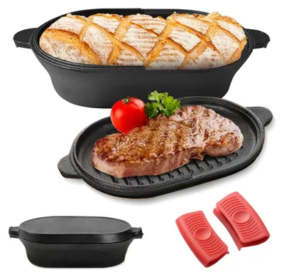 Image de Omgoods - Boîte à pain en fonte, 28 cm - 2 en 1 avec couvercle