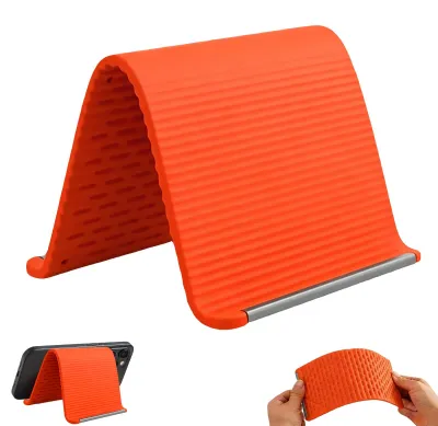 Immagine prodotto di Supporto per telefono da scrivania - Pieghevole - In silicone - Arancione