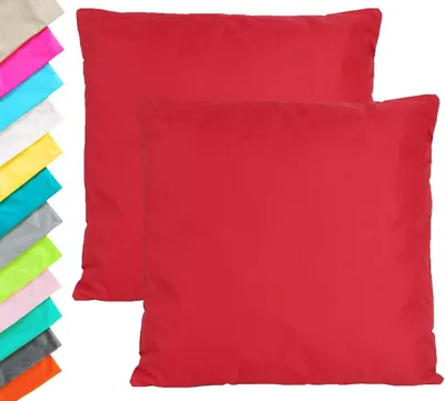 Produktbild von 2x Outdoor Lounge Kissen 45x45cm Dekokissen Set Inkl. Füllung Wasserfest Sitzkissen Garten Stuhl Lotus Effekt, Farbe:Rot