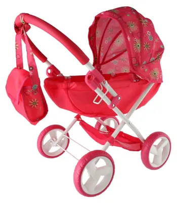 Immagine prodotto di Passeggino per bambole con capottina in tessuto, 58x35x60 cm, nella confezione 34x56x8,5 cm