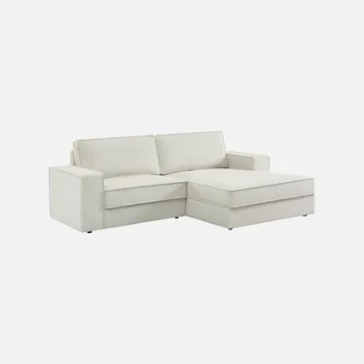 Produktbild von sweeek - 3-Sitzer Ecksofa mit Cordbezug, Recamiere rechts - Creme