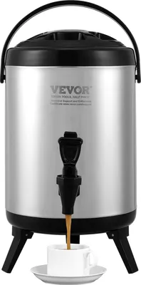 A beverage dispenser with coffee being poured into a cup.