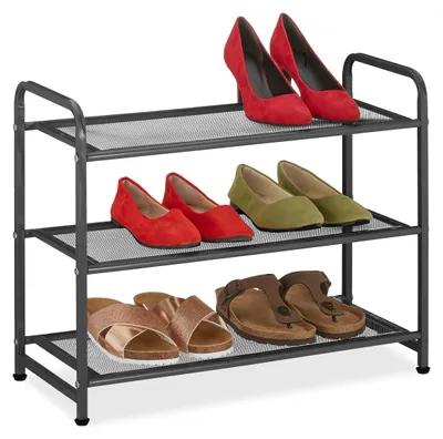 Schuhregal für 6 Paar, 48x60x25 cm, 3 Etagen, Stahl, Schwarz