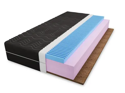 Produktbild von 4ALL HOME Kaltschaum & Kokos Matratze M4 H3/H4 – beidseitig nutzbar – Massageschaum & Kokosmatte – 15 cm hoch – Hypoallergen – Abnehmbarer Bezug 160x200 cm Bezug: Schwarz