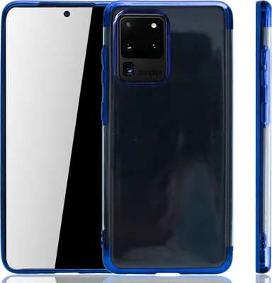 Image de Coque de protection pour Samsung Galaxy S20 Ultra, couleur bleue, transparente, en TPU (silicone). Coque arrière