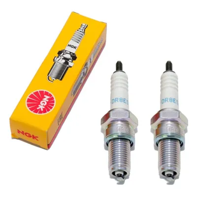 Zdjęcie produktu dla Zestaw świec zapłonowych NGK 2x DR8ES-L z tłumieniem zakłóceń, długość 19,0 mm gwint Ø 12,0 mm sześciokąt 18,0 mm, odstęp między elektrodami 0,75 mm, wartość cieplna 8, 2556 / 2923