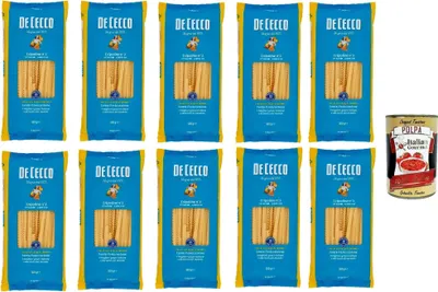 Produktbild von De Cecco Tripoline N°3, 100% Italienisch Pasta Nudeln 10x 500g + Italian Gourmet Polpa 400g