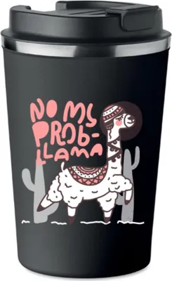 Produktbild von Premium Thermobecher mit Aufdruck NO MY PROBLEM LAMA 350ml 0,35l KT_009