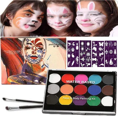 Image de Halloween Kit de maquillage pour enfants 15 couleurs modèles de tatouage