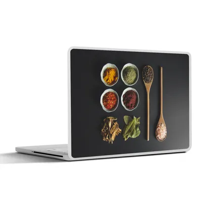 Produktbild von MuchoWow® Laptop Aufkleber Sticker Cover Schöpfkelle - Gewürze - Kräuter - Grün - Braun - Rustikal 30x21 cm - Sticker für Laptop - Selbstklebend