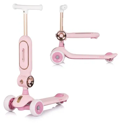Produktbild von Chipolino Kinderroller Bloomi 2 in 1 Laufrad Sitz PolyurethanRäder Lichteffekte Bremse rosa