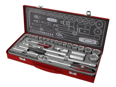 Produktbild von Steckschlüssel Fortum (4700002) Steckschlüssel, 50er-Satz, 1/4", 1/2", 61CrV5