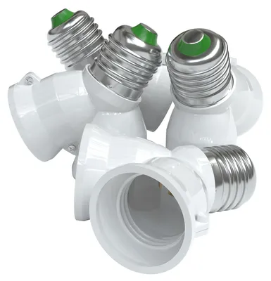 Produktbild von EAZY CASE 4x Lampensockel Adapter – Konverter Y-Form für E27 Fassung auf 2x E27 Lampenadapter für LED-/Halogen- und Energiesparlampen Sockeladapter Splitter, Weiß