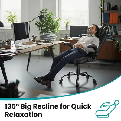 Image de Chaise de bureau ergonomique avec dossier haut, repose-tête réglable et support lombaire