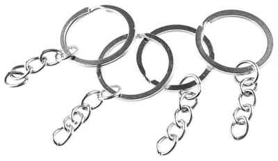 Produktbild von Vintageparts Schlüsselringe mit Kette silberfarben platiniert 24mm, 10 Stück