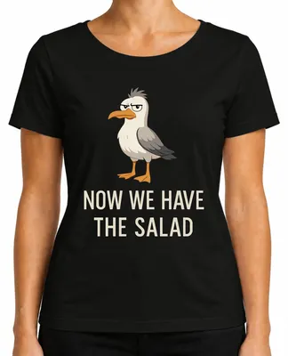 Imagen del producto de Ahora tenemos la camiseta "Möwe" (gaviota), con un diseño sarcástico y divertido, para mujer, de color negro, talla L