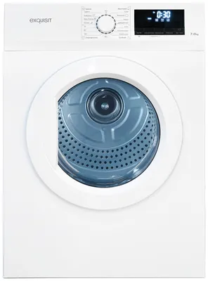 Produktbild von Exquisit Wäschetrockner 7kg, Trockner, Startzeitvorwahl, Knitterschutz, Ablufttrockner, 15 Programme, Kindersicherung, Energieklasse G, TAE70-70 weiss