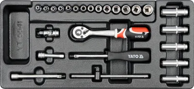 Obrázok produktu pre Yato YT-5541, Súprava zásuvky, 1/4", Metrický, 19 hlava/hlavy, 3.5,4,4.5,5,5.5,6,7,8,9,10,11,12,13,14 mm