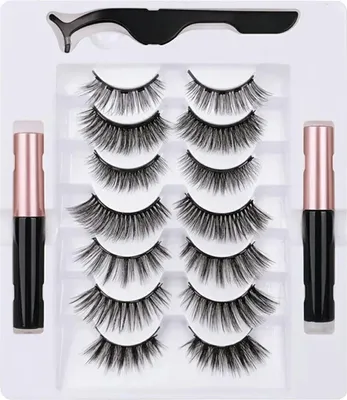Produktbild von 7 Paar magnetische Künstliche Wimpern, wasserfest, lichtbeständig, 11,4 mm lang, 0,3 mm stark