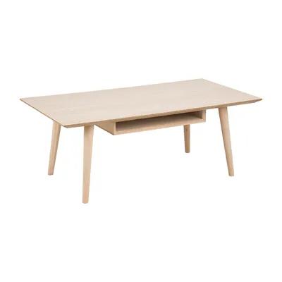 Image de Cent Table basse avec 1 espace de rangement, en chêne, lixiviée en blanc.