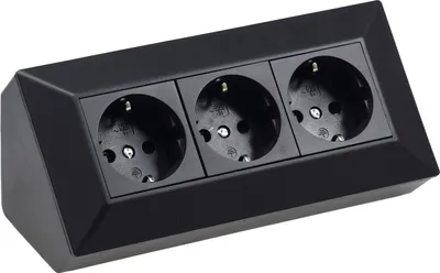 Produktbild von ChiliTec 3-fach Steckdosenblock, schwarz 250V AC / 16A, Aufbaumontage
