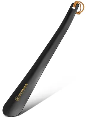 Produktbild von Schuhanzieher Schuhlöffel - 30 cm - Edelstahl - Schwarz - Langer Griff - Für Laarzen und Schuhe