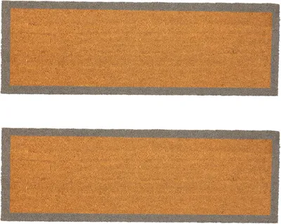 Produktbild von Nicola Spring Kokosfaser-Doppeltürmatten – 120 x 40 cm – grauer Rand – 2er-Pack