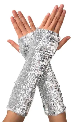 Produktbild von Pailletten Handschuhe Damen fingerlos glitzernd elastisch für Party Cosplay Silber