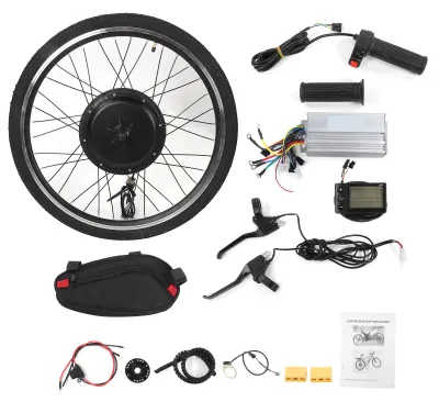 Image de Kit de conversion 26 pouces pour moteurs de vélo électrique à la roue avant, puissant, avec écran LCD, 1 000 W, 45 km/h, 45 N·m
