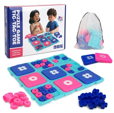 Productafbeelding van Tic Tac Toe Spelletjes, Tictactoe Kleinigheden, Tafel Tac Games, Draagbaar Schaakbord, Klassiek Strategiespel voor Familie Reizen