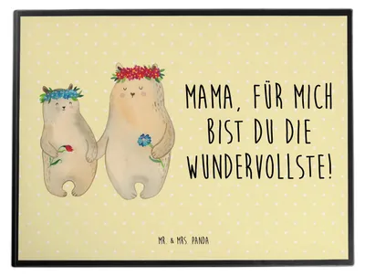 Produktbild von Mr. & Mrs. Panda Schreibunterlage Bären mit Blumenkranz - Gelb Pastell - Geschenk, schreibtischunterlage, Familie, bastelunterlagen, Mutter, Mama, schreibauflage, Family