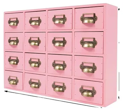 Immagine prodotto di Armadio contenitore, design vintage, 16 scomparti, rosa