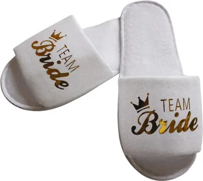Produktbild von INF Braut Hausschuhe mit Glitzer und Krone für Hochzeits-Pyjama-Party