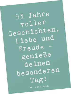 Produktbild von Mr. & Mrs. Panda Postkarte Spruch 93. Geburtstag Freude - Meeresbrise - Geschenk, Ansichtskarten, Fotokarte, Geburtstagsgeschenk, Erinnerungen, Alter, Postkarten