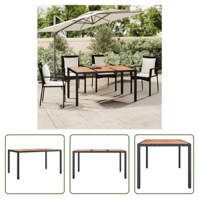 Produktbild von The Living Store Gartentisch mit Holzplatte Schwarz Poly Rattan & Akazienholz