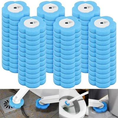 Produktbild von Famanu Toilettenbürstenköpfe 72 Stück - Blaue Schwammbürsten mit Reinigungsmittel