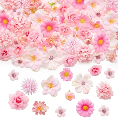 Image de Lot de 100 mini fleurs artificielles roses pour travaux manuels