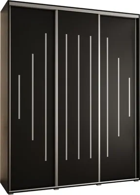 Produktbild von MEBLE KRYSPOL Davos 12 Schrank, drei Türen - 235,2x200x60 cm - Schwarz Schwarz Silber