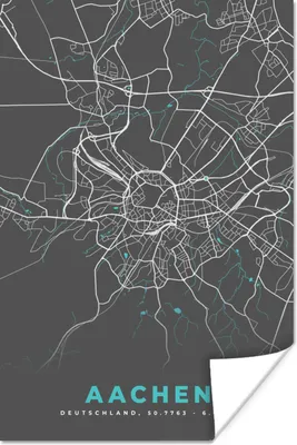 Produktbild von MuchoWow® Poster Stadtplan - Aachen - Deutschland - Karte 60x90 cm - Wanddekoration