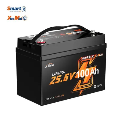 Produktbild von 24V 100Ah Xtra Mini LiFePO4 Batterie LiTime mit Bluetooth