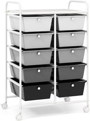 Produktbild von Famanu Aufbewahrungswagen mit 10 Schubladen und Rollen - Organizer für Büro und Zuhause