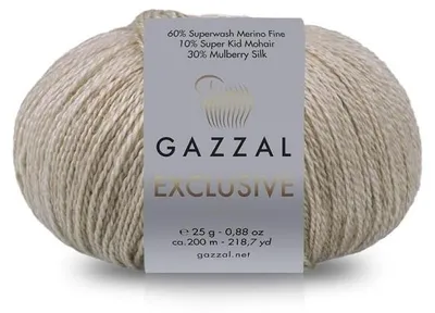 Produktbild von Gazzal Exclusive 9901 Wollgarn Wolle Seide Mohair 25 g 200 m Sandbeige