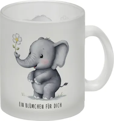 Produktbild von Grauer Elefant - Blümchen für dich Glas Tasse